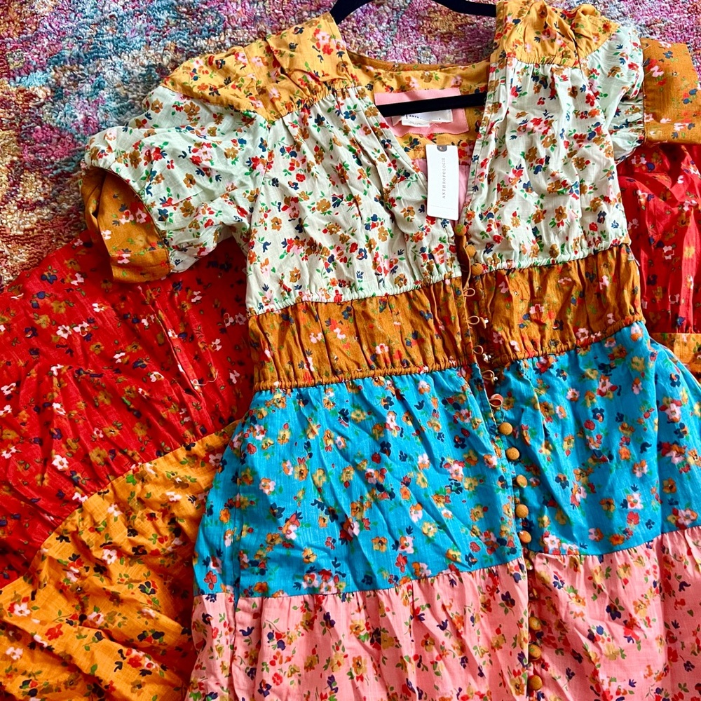Anthropologie Tiered & True Floral Maxi Dress